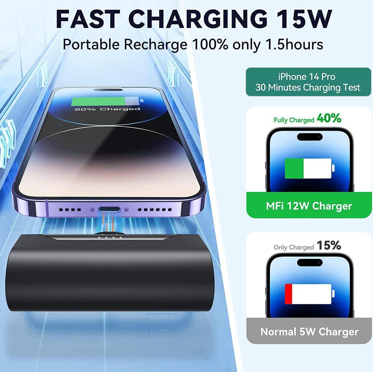 Alt view image 5 of 7 - Mini Portable Charger 4800mAh Small Power Bank Battery Charger Fast Charging 15W Ultra-Compact Lightning Output External Battery Pack for iPhone 14 Pro Max 13 12 11 8 7 6s iPad 2024 March Sale