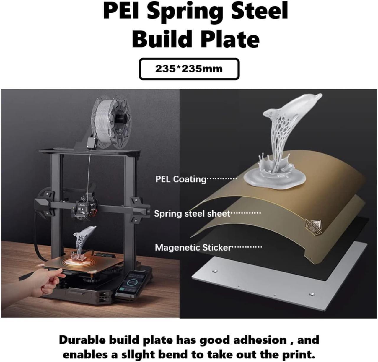 Alt view image 2 of 5 - PEI Sheet 235mmx235mm and Magnetic Sticker with Adhesive for Creality Ender 3/Ender 3 Pro/Ender 3 V2/Ender 3 S1/Ender 3 S1 pro/Ender 3 neo/Ender 3 v2 neo/Ender 5/Ender 5 Pro/Voxelab Aquila 3D Printer