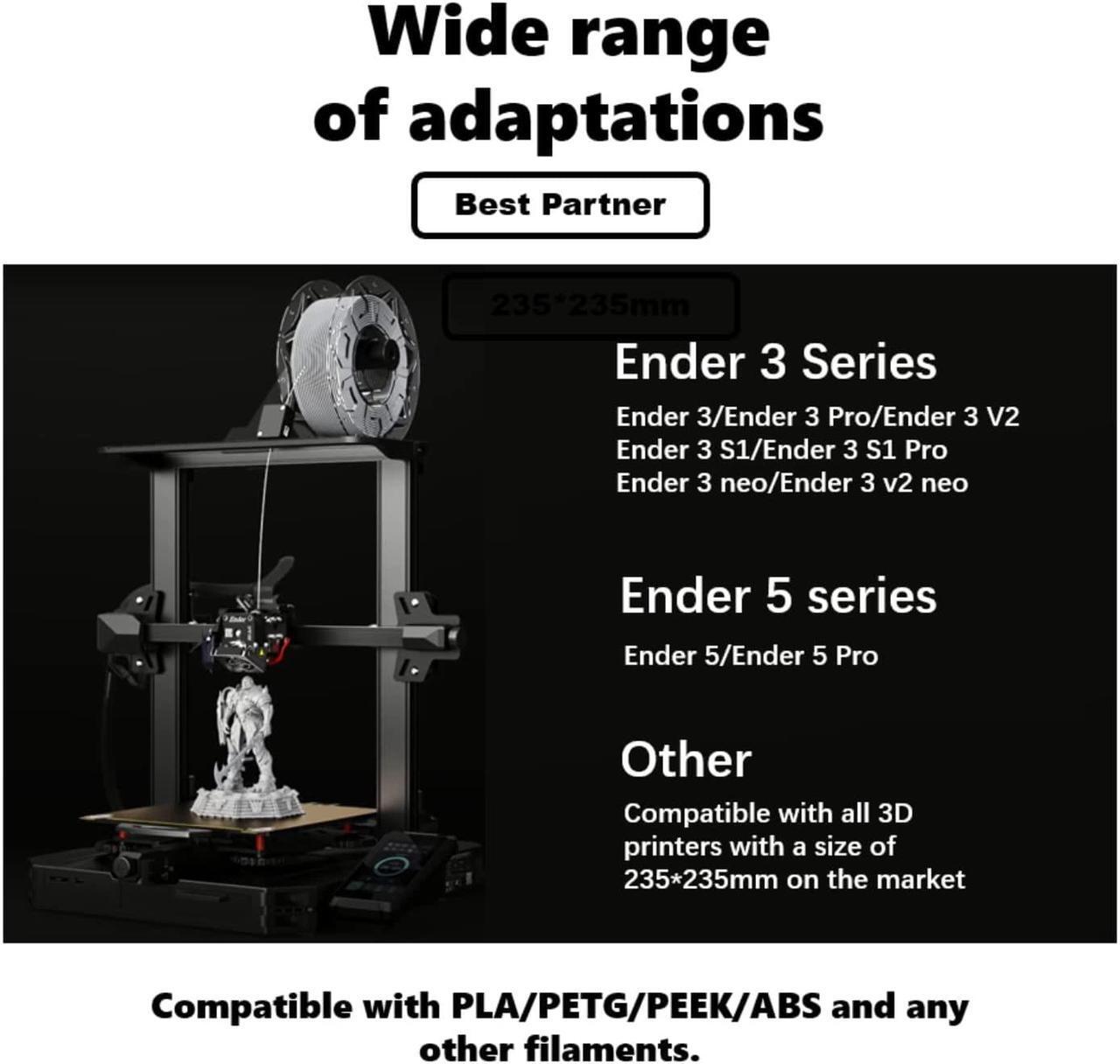 Alt view image 5 of 5 - PEI Sheet 235mmx235mm and Magnetic Sticker with Adhesive for Creality Ender 3/Ender 3 Pro/Ender 3 V2/Ender 3 S1/Ender 3 S1 pro/Ender 3 neo/Ender 3 v2 neo/Ender 5/Ender 5 Pro/Voxelab Aquila 3D Printer