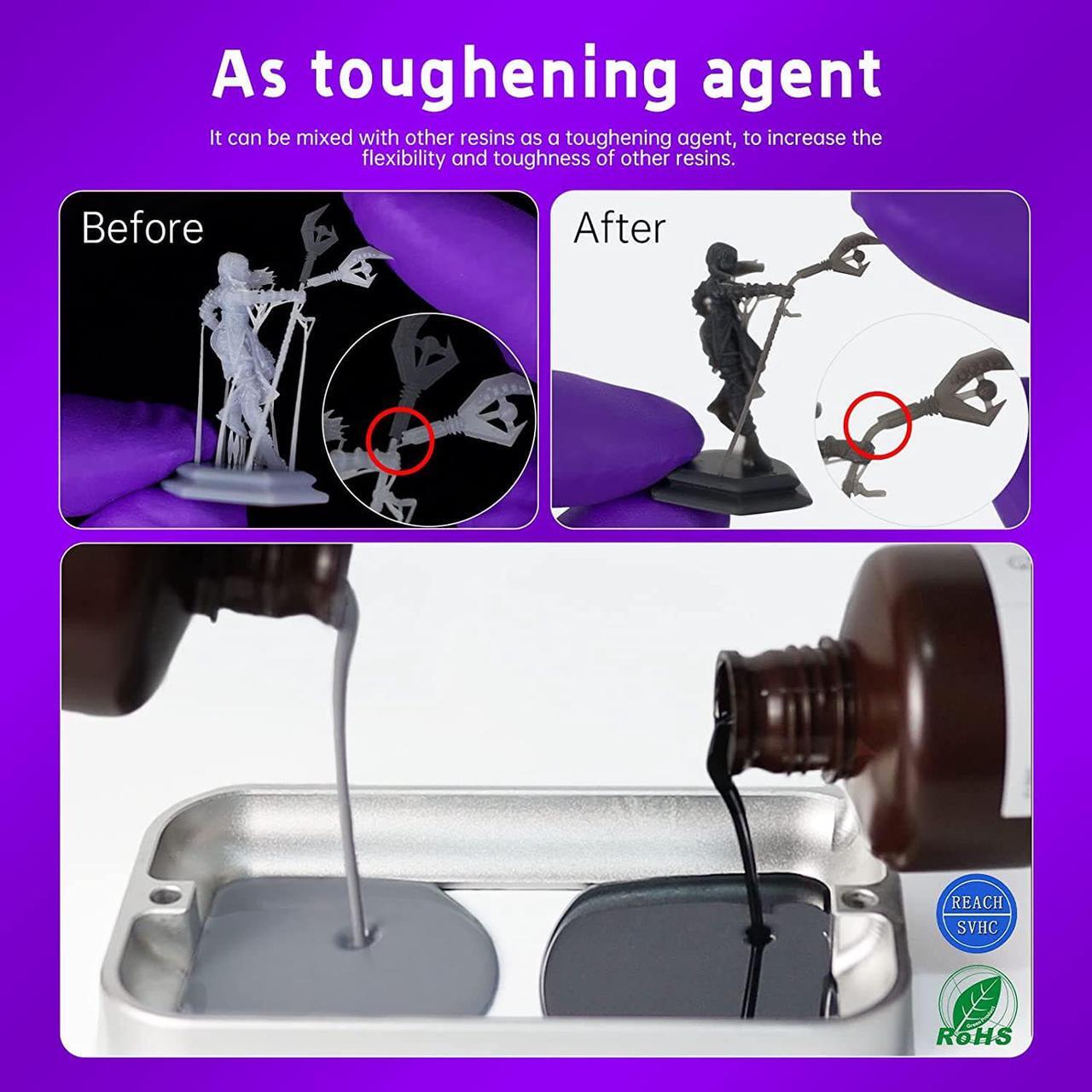 Alt view image 3 of 7 - RESIONE F69 Flexible 3D Printer Resin, 405nm UV-Curing DLP LCD MSLA Resin Rubber Like TPU Like Photopolymer Resin for LCD Printing (F69-500g)