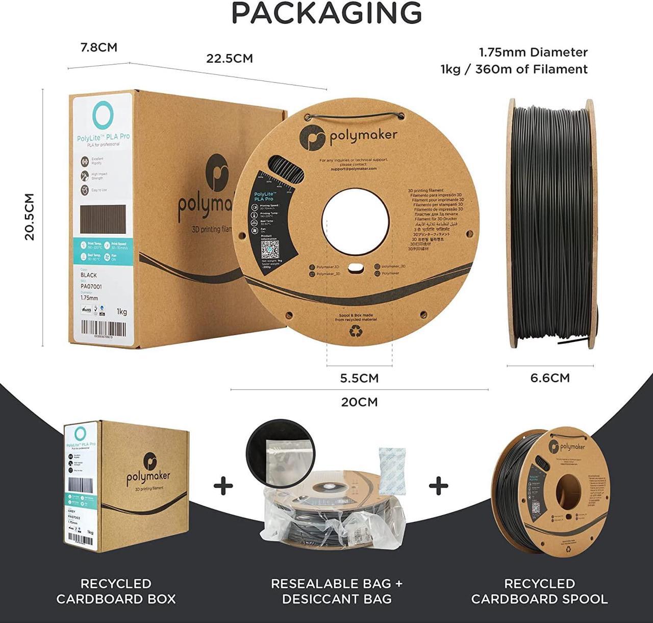Alt view image 5 of 6 - Polymaker PLA PRO Filament 1.75mm Army Beige, Powerful PLA 3D Printer Filament 1kg - PolyLite 1.75 PLA Filament PRO Tough & High Rigidity 3D Printing Filament Army Beige