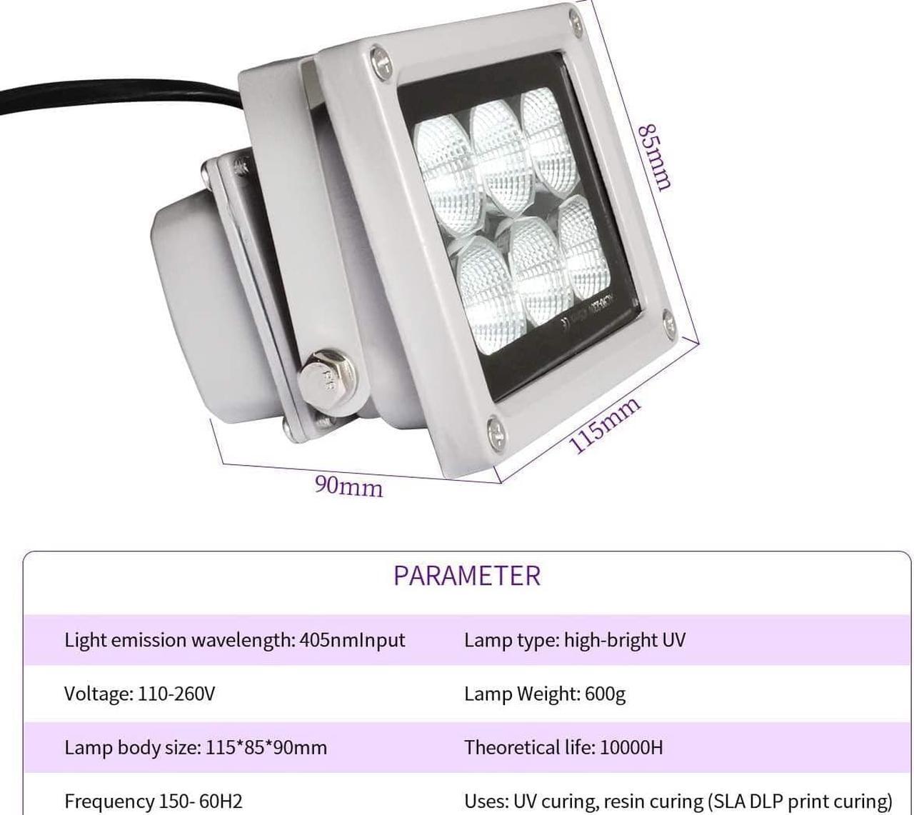 Alt view image 3 of 7 - 3D Printer UV Resin Curing Light for SLA/DLP/LCD 3D Printing, Solidify Photosensitive Resin, 405nm UV LED Lights with 60w Output Affect