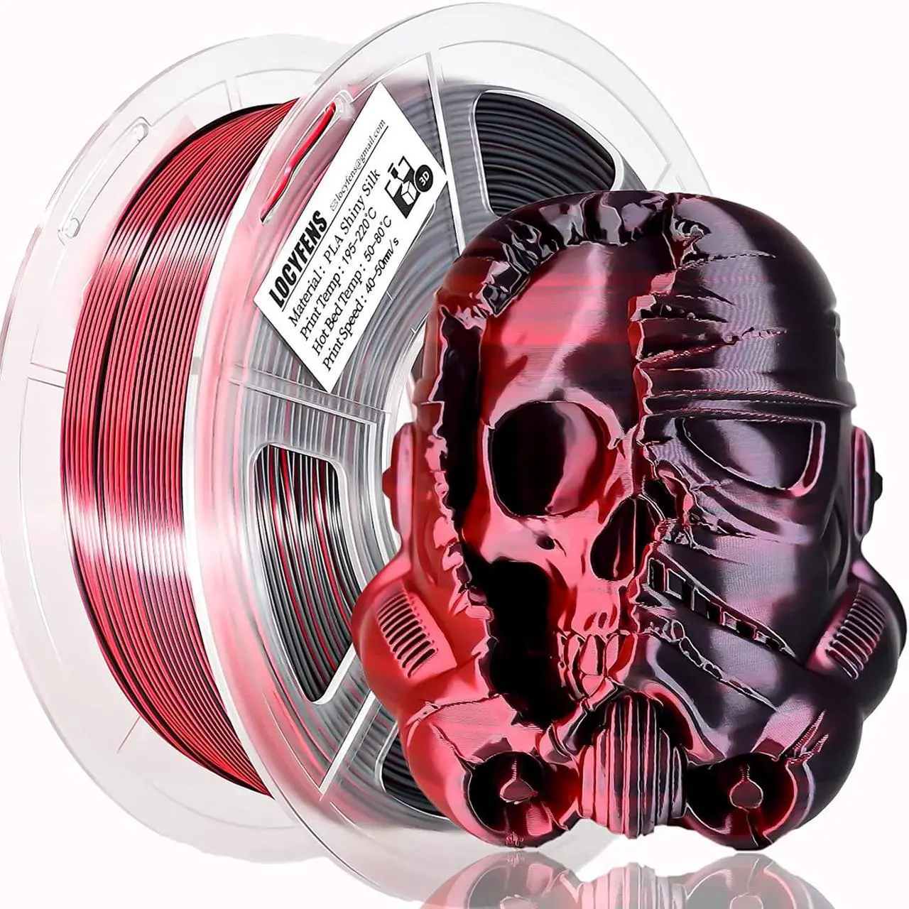 Main image of LOCYFENS PLA Filament 1.75mm, Silk PLA 3D Printer Filament, Dual Color Filament Black Red 2 in 1 Coextrusion 1.75 PLA Filament +/-0.02mm, 1kg/2.2lb