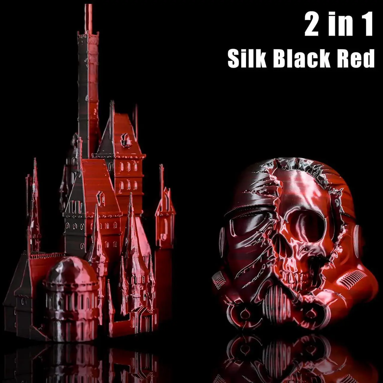 Alt view image 2 of 7 - LOCYFENS PLA Filament 1.75mm, Silk PLA 3D Printer Filament, Dual Color Filament Black Red 2 in 1 Coextrusion 1.75 PLA Filament +/-0.02mm, 1kg/2.2lb