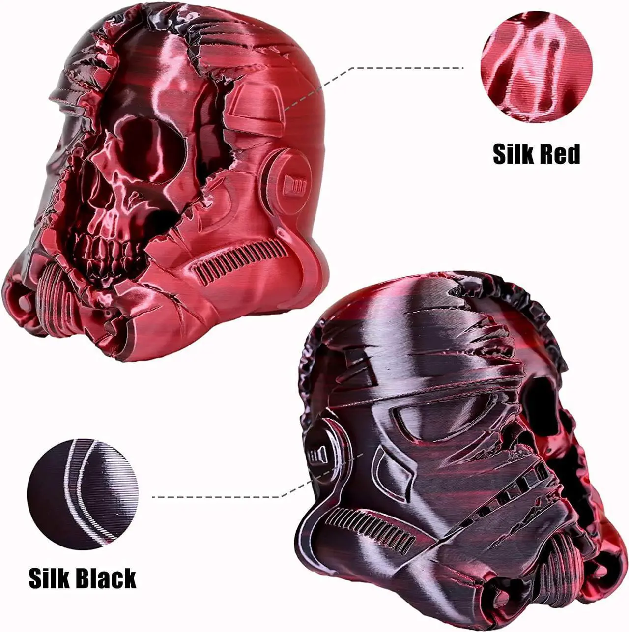 Alt view image 3 of 7 - LOCYFENS PLA Filament 1.75mm, Silk PLA 3D Printer Filament, Dual Color Filament Black Red 2 in 1 Coextrusion 1.75 PLA Filament +/-0.02mm, 1kg/2.2lb