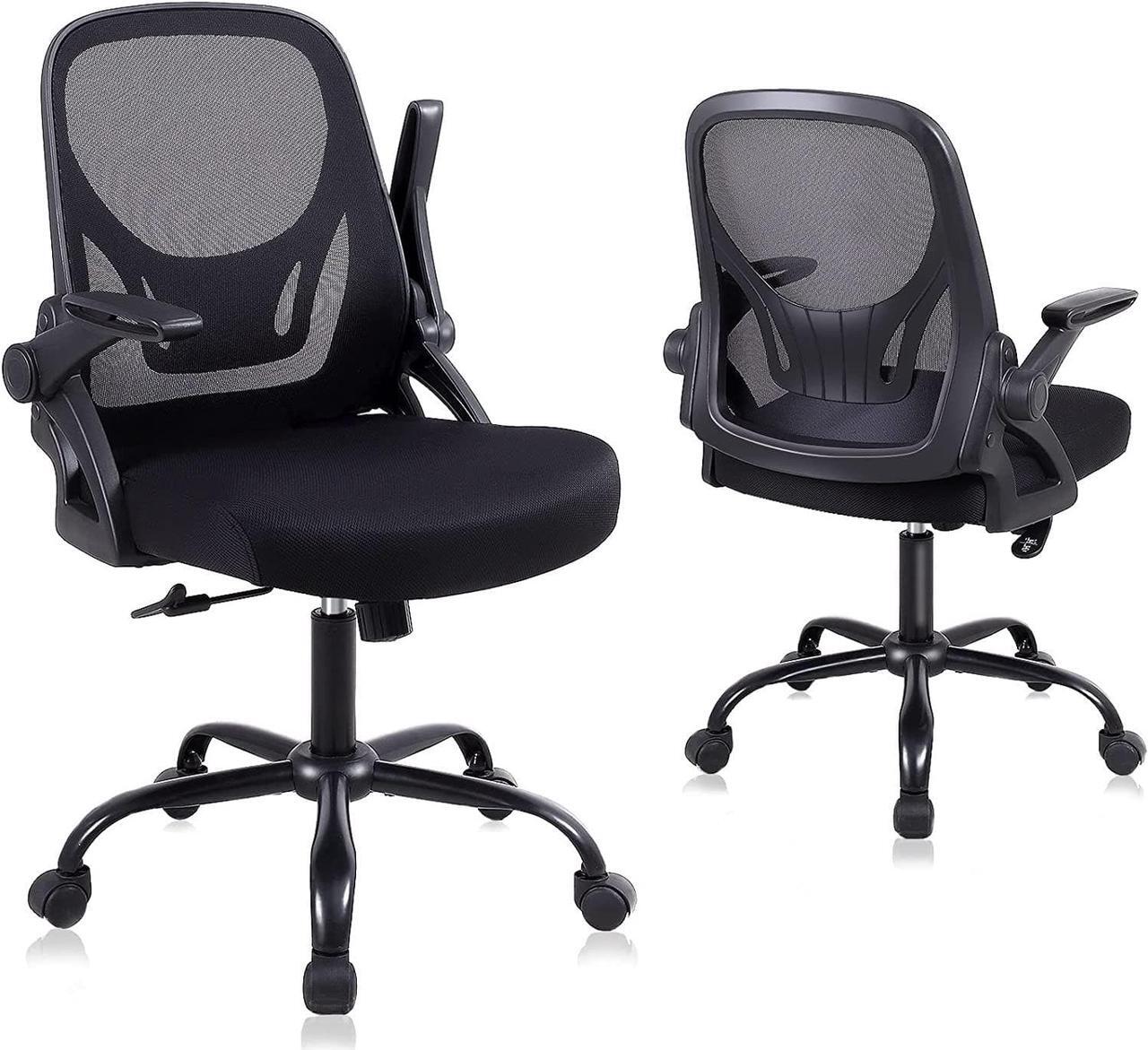 Main image of Flysky Mesh Ergonomic Office Desk Chair - Adjustable Height Swivel Computer Task Chair with Lumbar Support and Flip-up Armrests, Black
