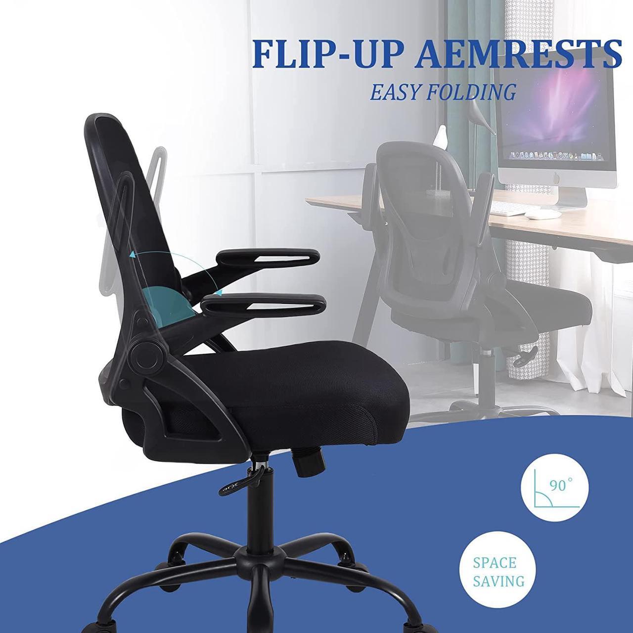 Alt view image 4 of 7 - Flysky Mesh Ergonomic Office Desk Chair - Adjustable Height Swivel Computer Task Chair with Lumbar Support and Flip-up Armrests, Black