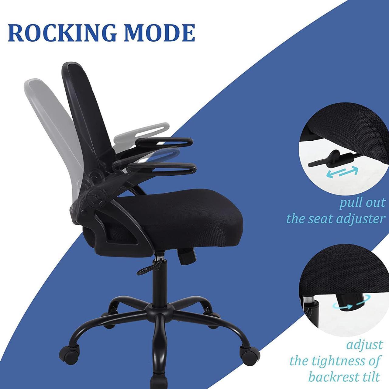 Alt view image 7 of 7 - Flysky Mesh Ergonomic Office Desk Chair - Adjustable Height Swivel Computer Task Chair with Lumbar Support and Flip-up Armrests, Black