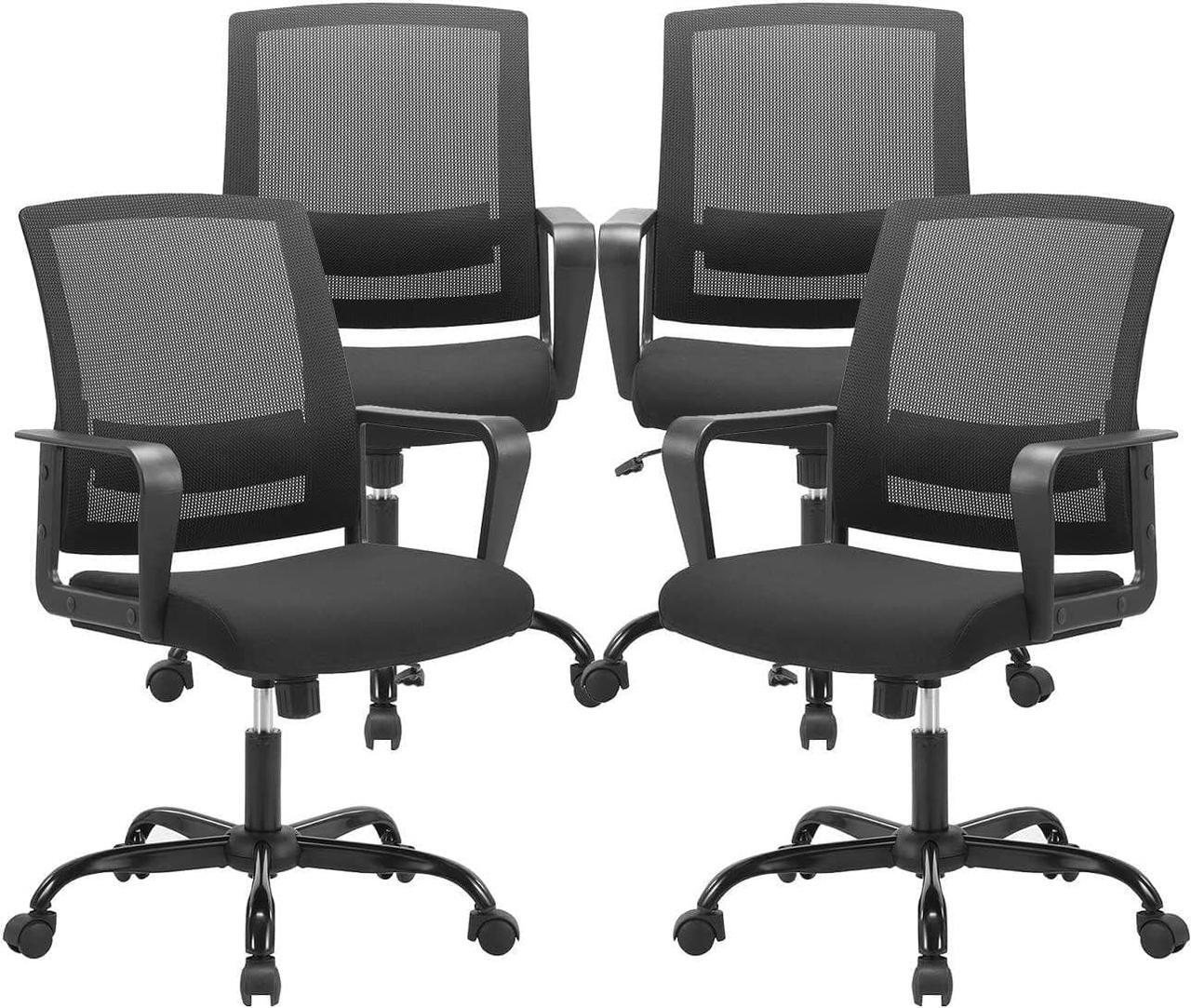 Main image of CLATINA Ergonomic Rolling Mesh Desk Chair with Executive Lumbar Support and Adjustable Swivel Design for Home Office Computer Black 4 Pack