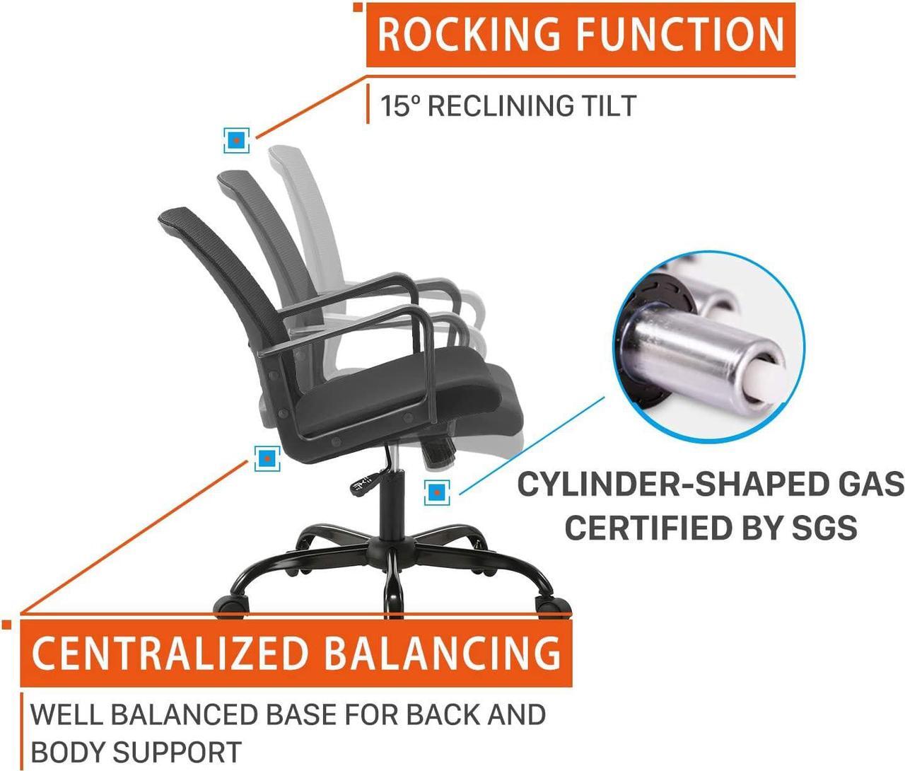 Alt view image 4 of 7 - CLATINA Ergonomic Rolling Mesh Desk Chair with Executive Lumbar Support and Adjustable Swivel Design for Home Office Computer Black 4 Pack