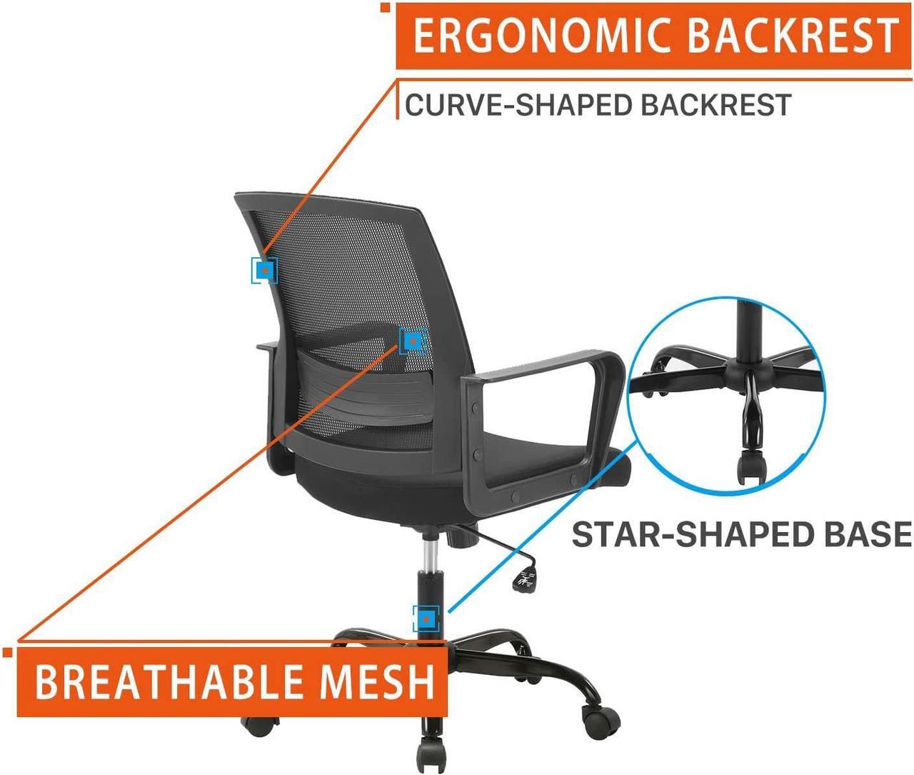 Alt view image 6 of 7 - CLATINA Ergonomic Rolling Mesh Desk Chair with Executive Lumbar Support and Adjustable Swivel Design for Home Office Computer Black 4 Pack