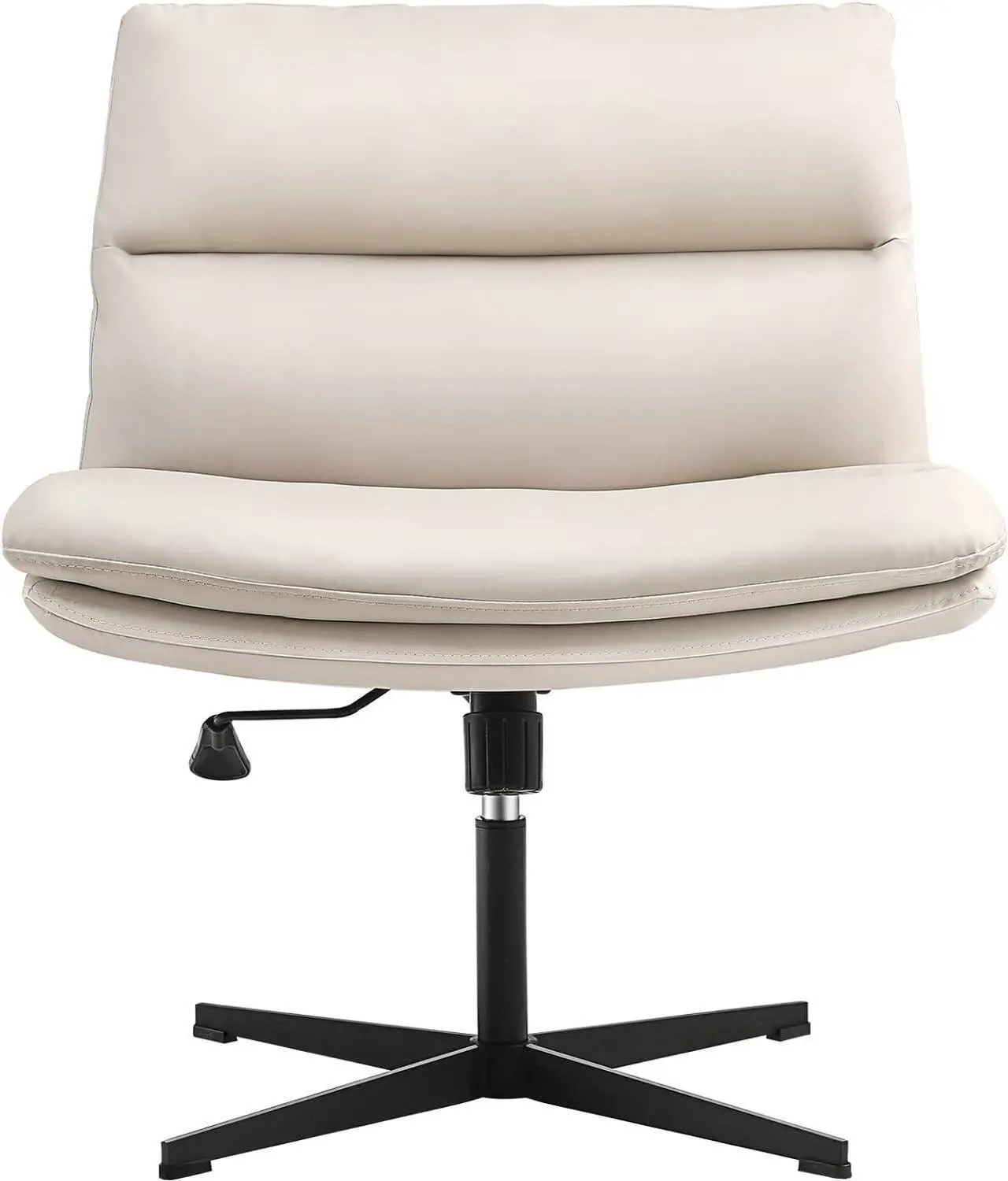 Main image of Armless Office Desk Chair No Wheels PU-Padded Vanity Mid-Back Ergonomic Home Computer Comfortable Adjustable Swivel Task Chair with Thickened Cushion