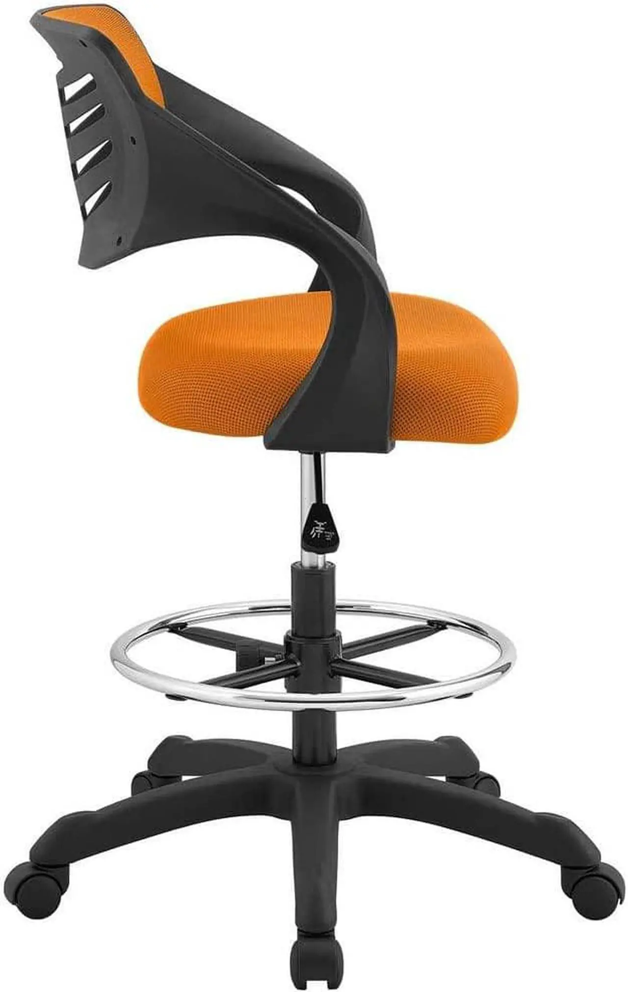 Alt view image 2 of 6 - Modway Thrive Drafting Chair - Tall Office Chair for Adjustable Standing Desks in Orange