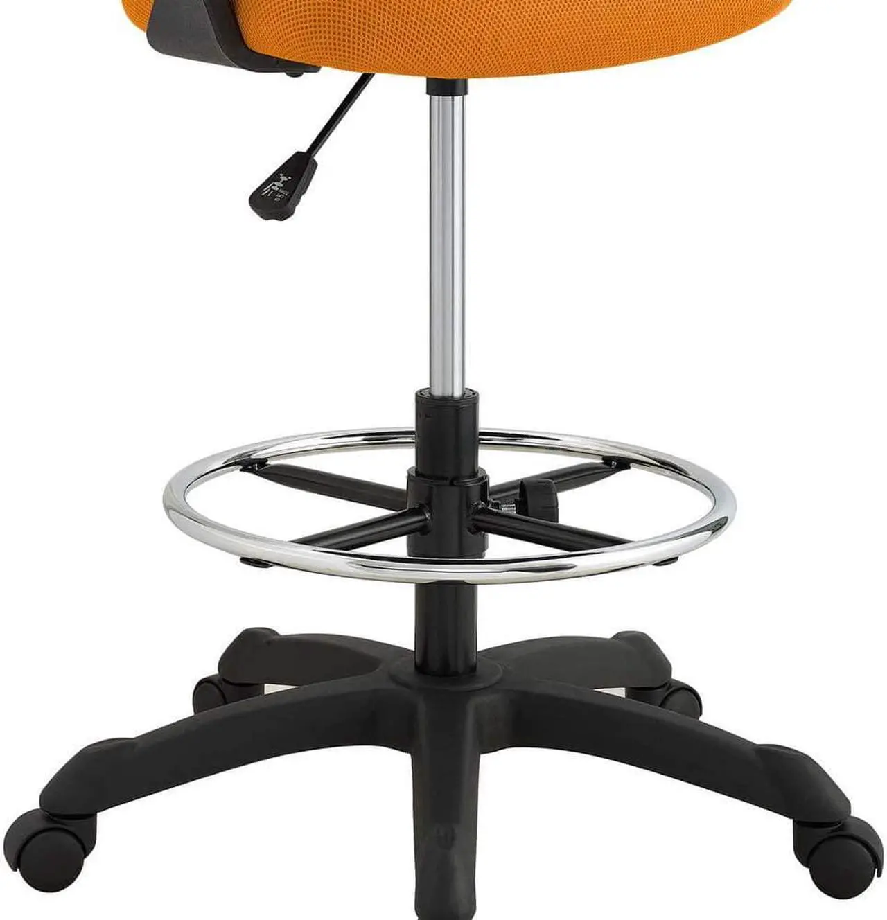 Alt view image 6 of 6 - Modway Thrive Drafting Chair - Tall Office Chair for Adjustable Standing Desks in Orange