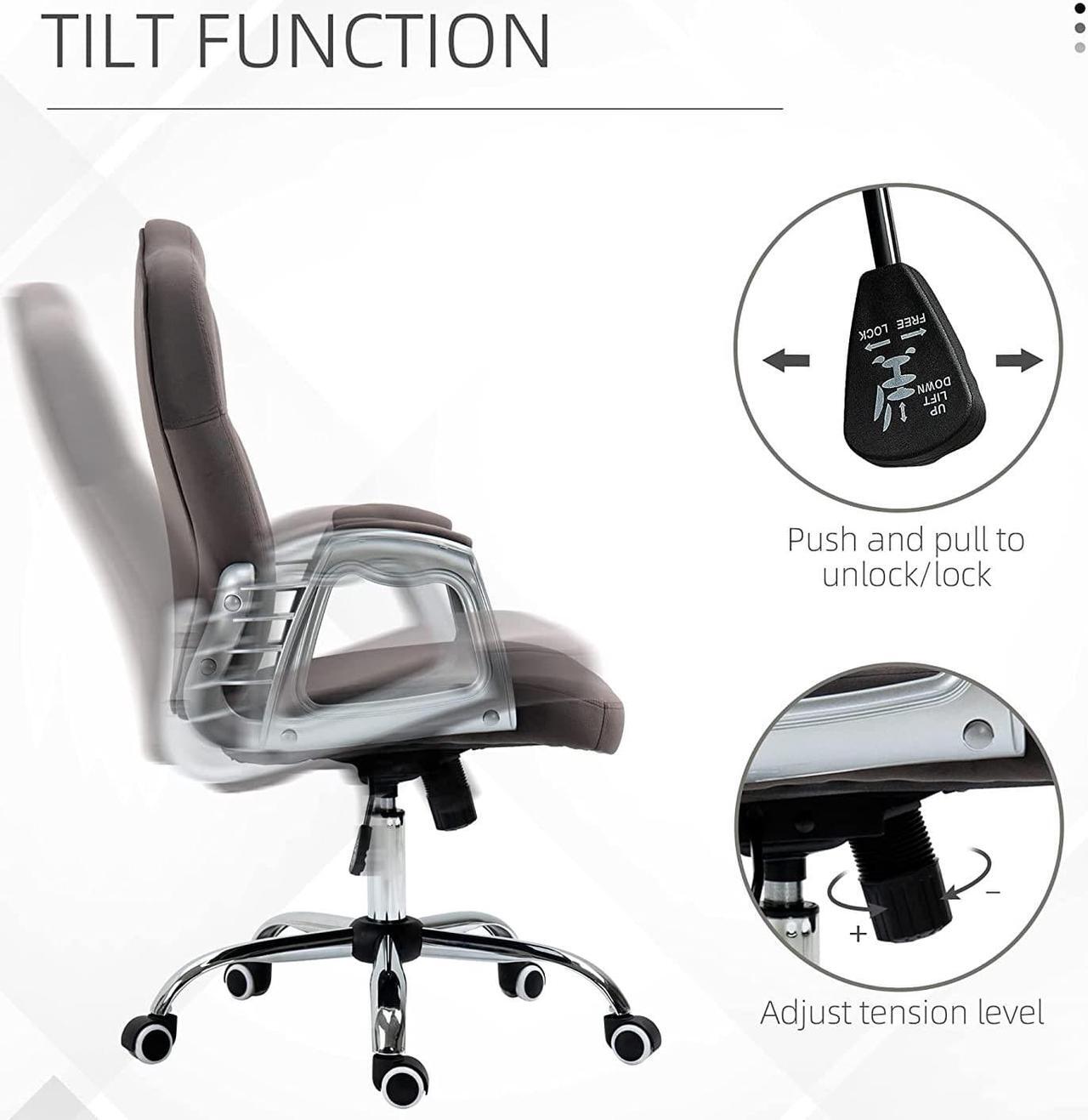 Alt view image 5 of 7 - Vinsetto Home Office Chair, Velvet Computer Chair, Button Tufted Desk Chair with Swivel Wheels, Adjustable Height, and Tilt Function, Dark Gray