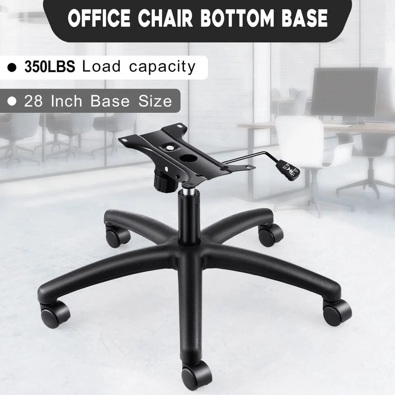 Alt view image 2 of 7 - Topdeep 28" Swivel Chair Base Replacement, Office Chair Base, 350 Pounds Heavy Duty Gaming Chair Replacement Base with Bottom Plate Stand Cylinder and Casters