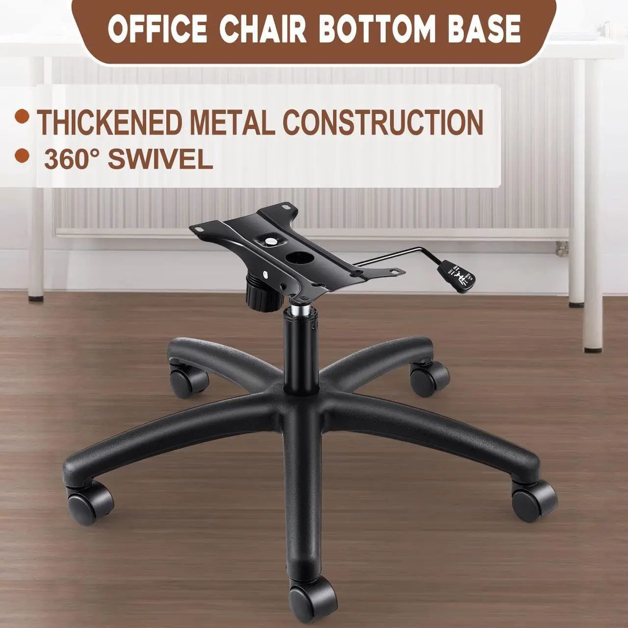 Alt view image 4 of 7 - Topdeep 28" Swivel Chair Base Replacement, Office Chair Base, 350 Pounds Heavy Duty Gaming Chair Replacement Base with Bottom Plate Stand Cylinder and Casters