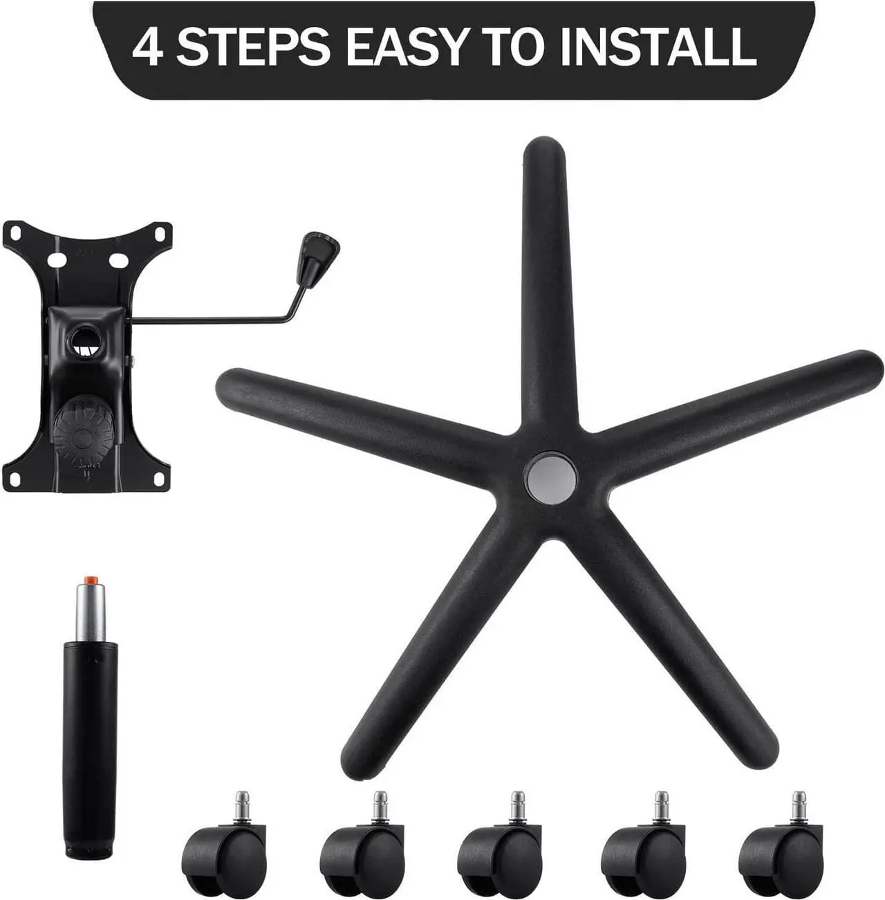 Alt view image 5 of 7 - Topdeep 28" Swivel Chair Base Replacement, Office Chair Base, 350 Pounds Heavy Duty Gaming Chair Replacement Base with Bottom Plate Stand Cylinder and Casters