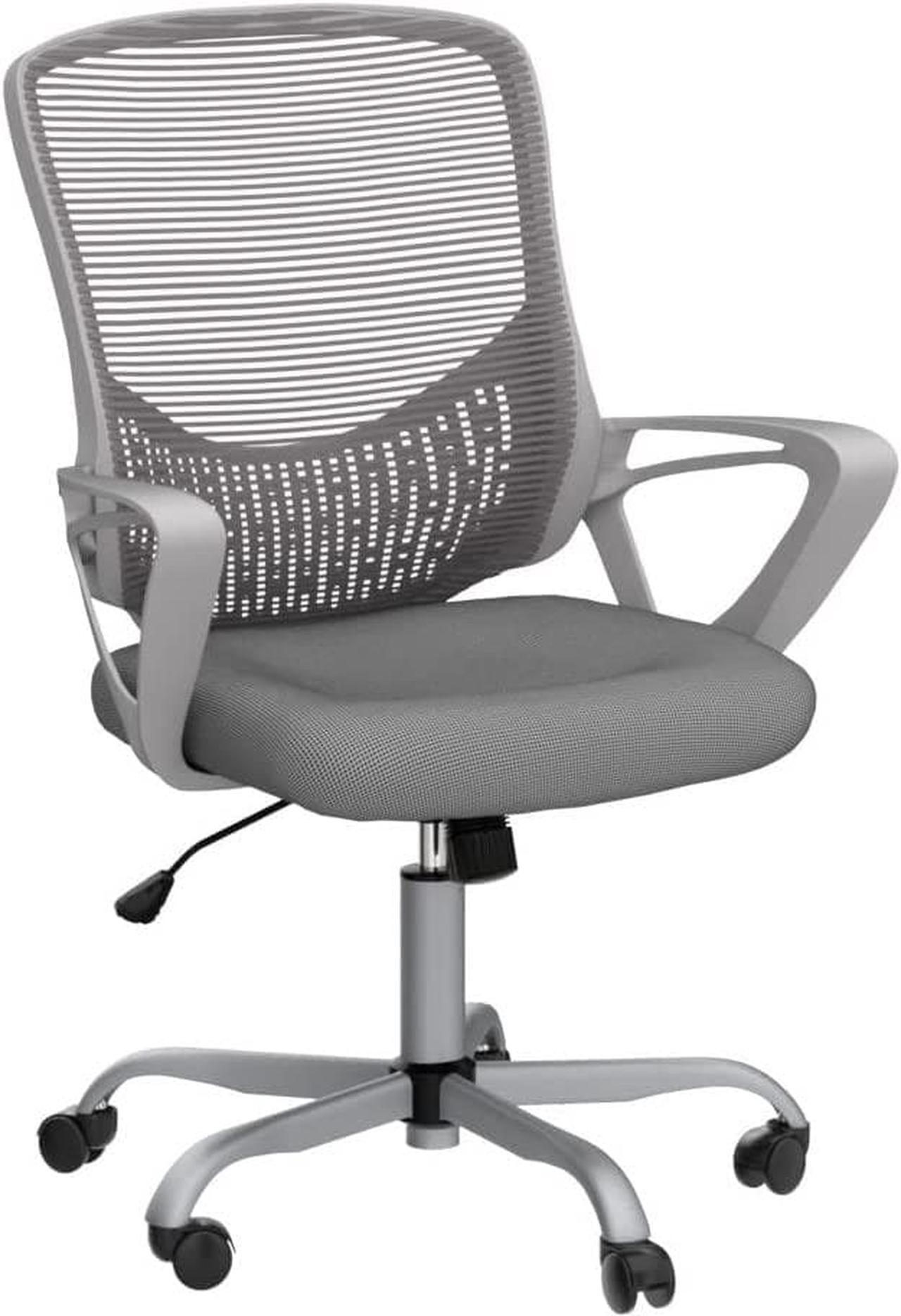 Main image of SMUG Home Office Chair Ergonomic Computer Desk Chair Mesh Mid-Back Height Adjustable Swivel Chair with Armrest, Grey, Welcome to consult
