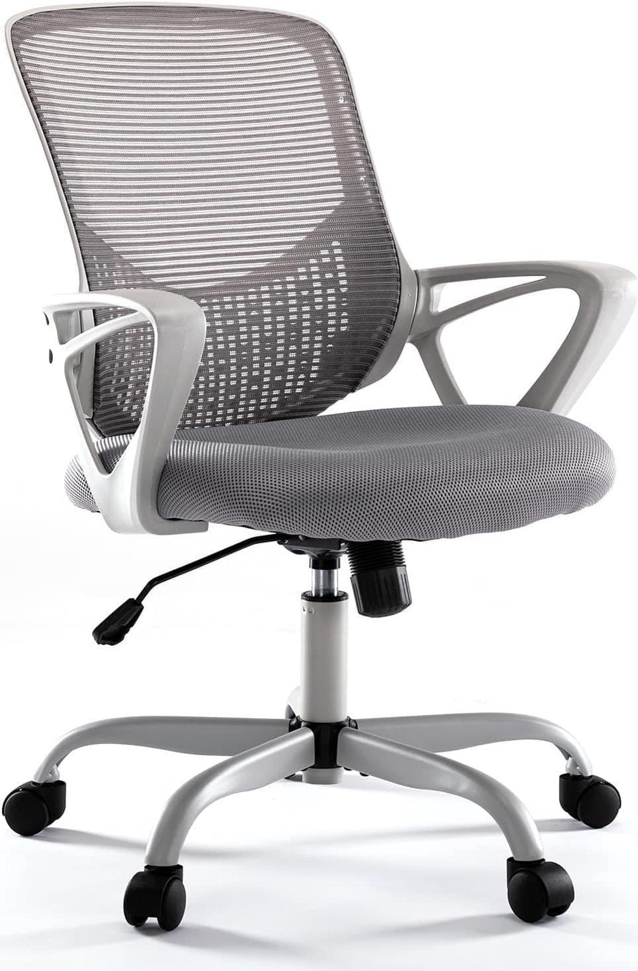Alt view image 2 of 7 - SMUG Home Office Chair Ergonomic Computer Desk Chair Mesh Mid-Back Height Adjustable Swivel Chair with Armrest, Grey, Welcome to consult