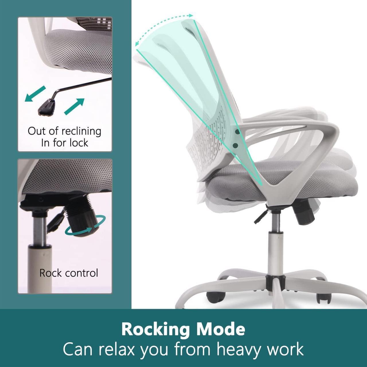 Alt view image 4 of 7 - SMUG Home Office Chair Ergonomic Computer Desk Chair Mesh Mid-Back Height Adjustable Swivel Chair with Armrest, Grey, Welcome to consult