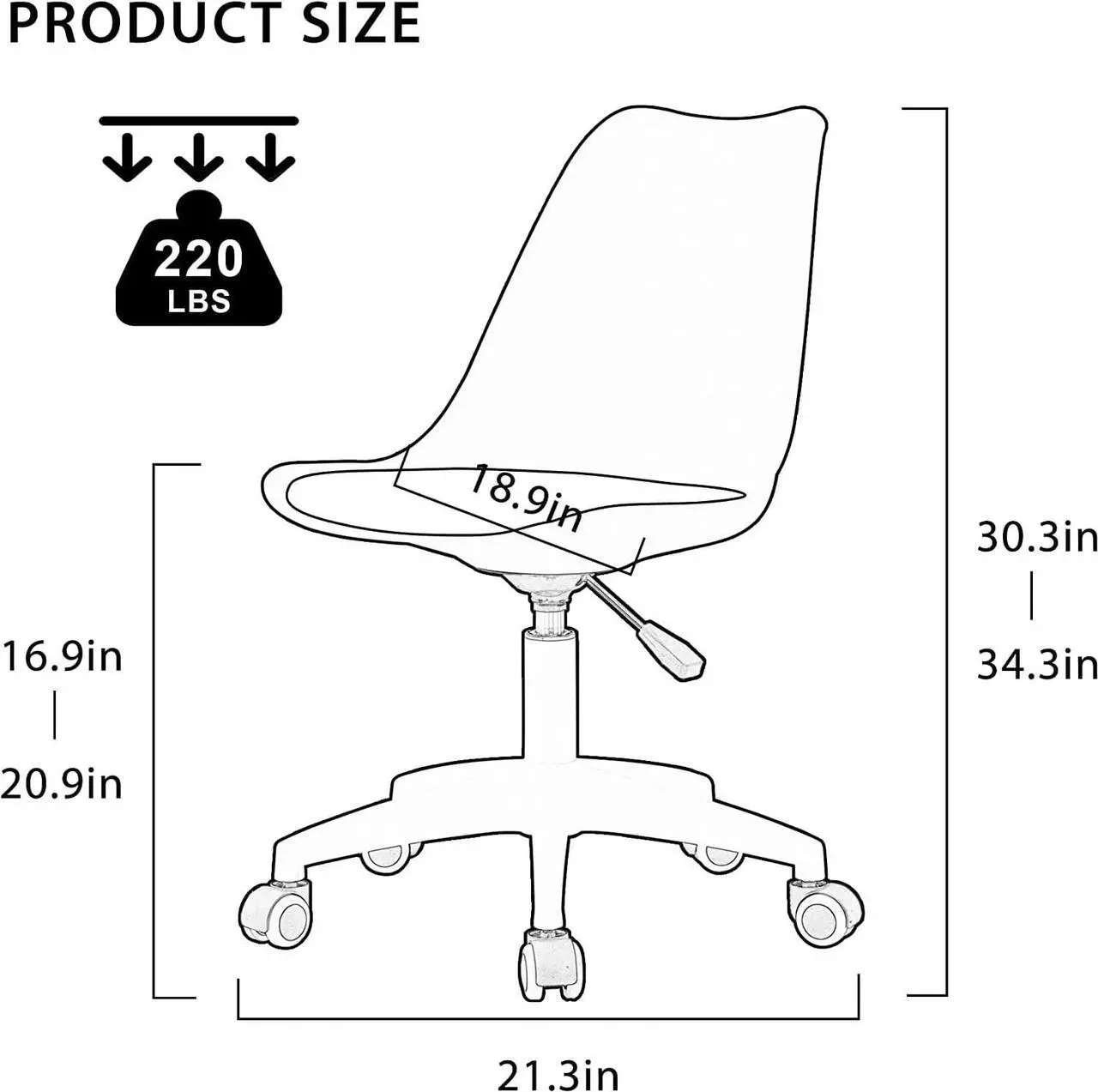 Alt view image 3 of 7 - Acrylic Clear Desk Chair Modern Home Office Ghost Chairs with Wheels Cute Armless Rolling Vanity Plastic Chair with Adjustable Height (Clear)