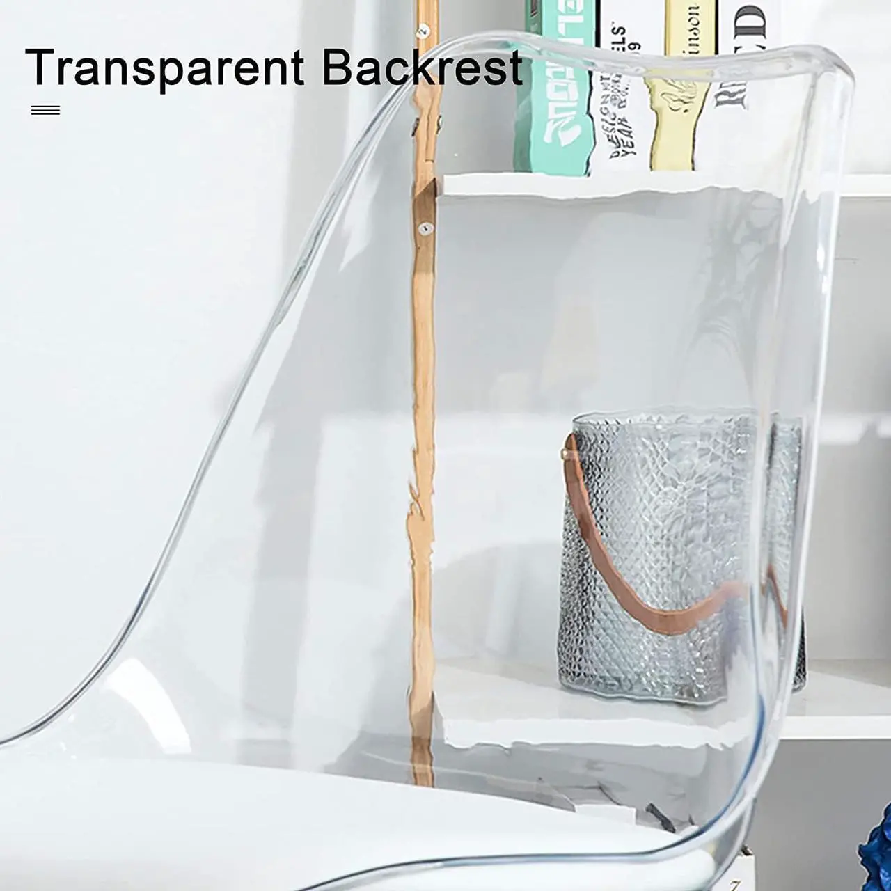 Alt view image 5 of 7 - Acrylic Clear Desk Chair Modern Home Office Ghost Chairs with Wheels Cute Armless Rolling Vanity Plastic Chair with Adjustable Height (Clear)