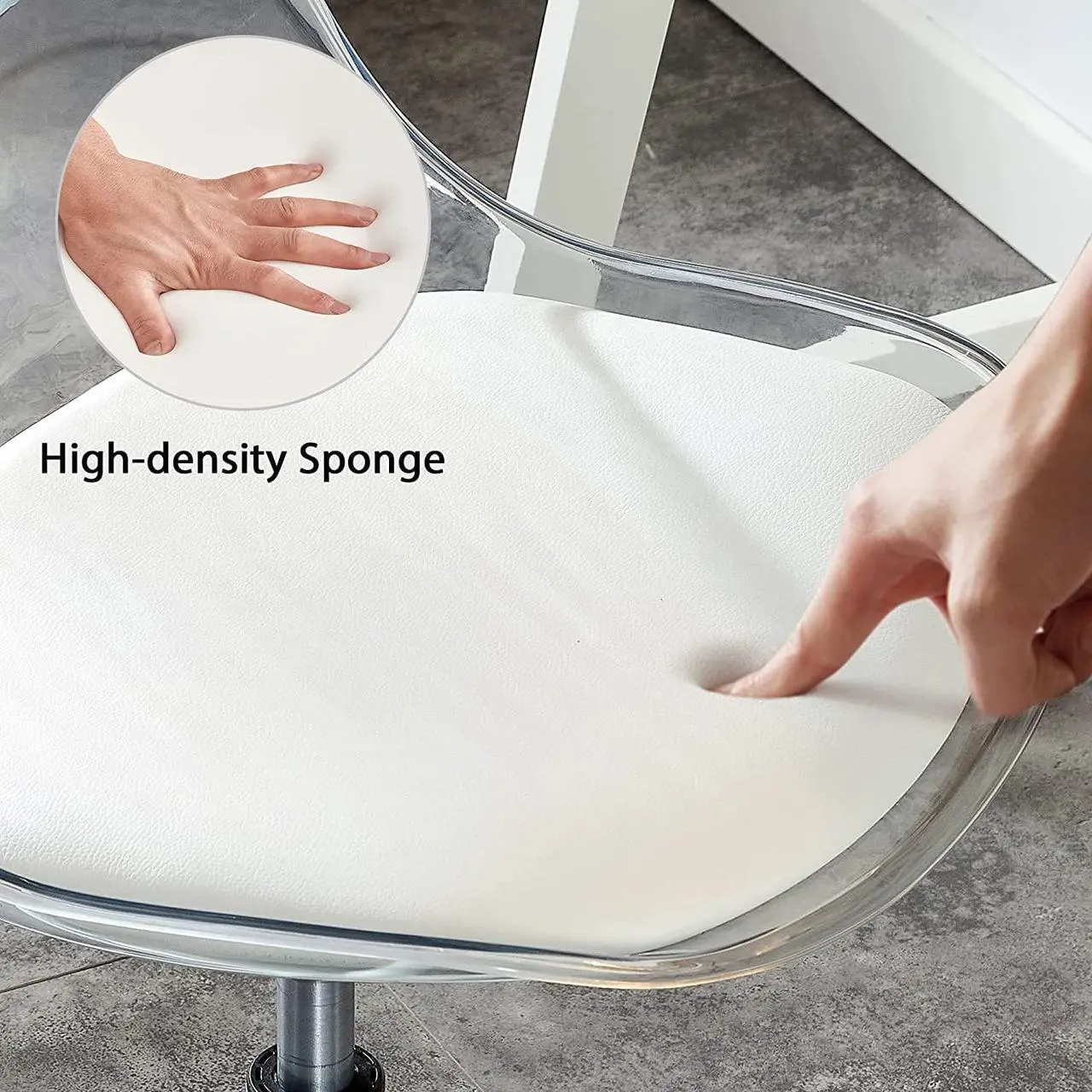 Alt view image 7 of 7 - Acrylic Clear Desk Chair Modern Home Office Ghost Chairs with Wheels Cute Armless Rolling Vanity Plastic Chair with Adjustable Height (Clear)