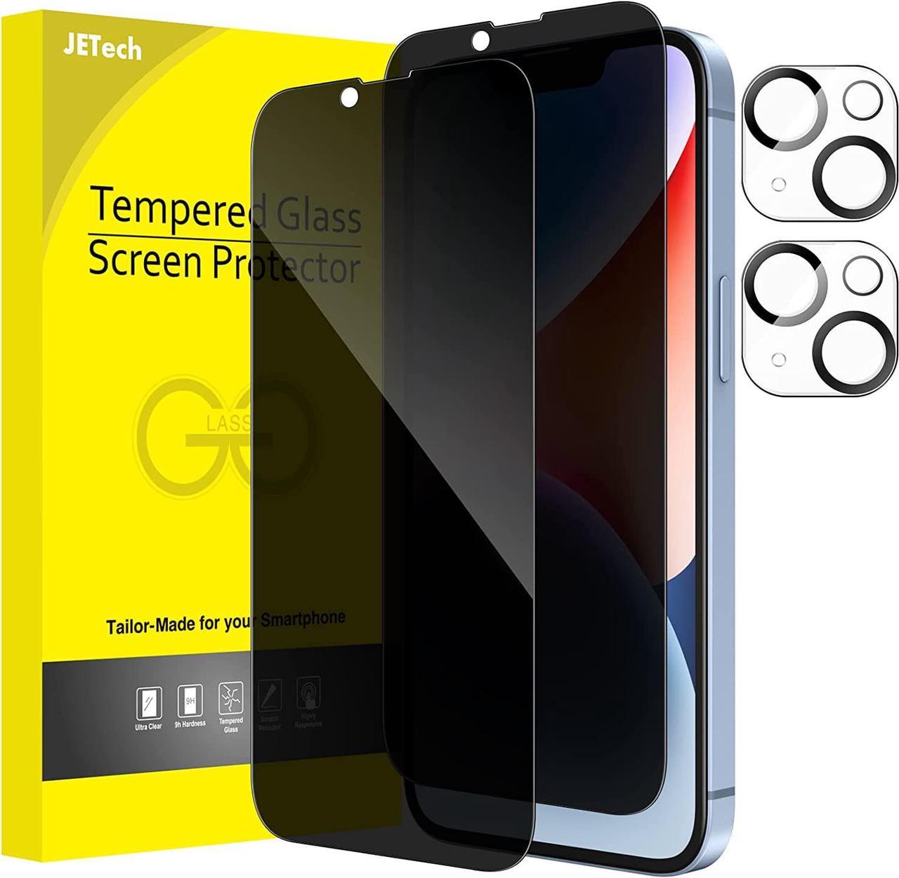 JETech Privacy Full Coverage Screen Protector for iPhone 14 Plus 6.7-Inch with Camera Lens Protector, Anti-Spy Tempered Glass Film, 2-Pack Each