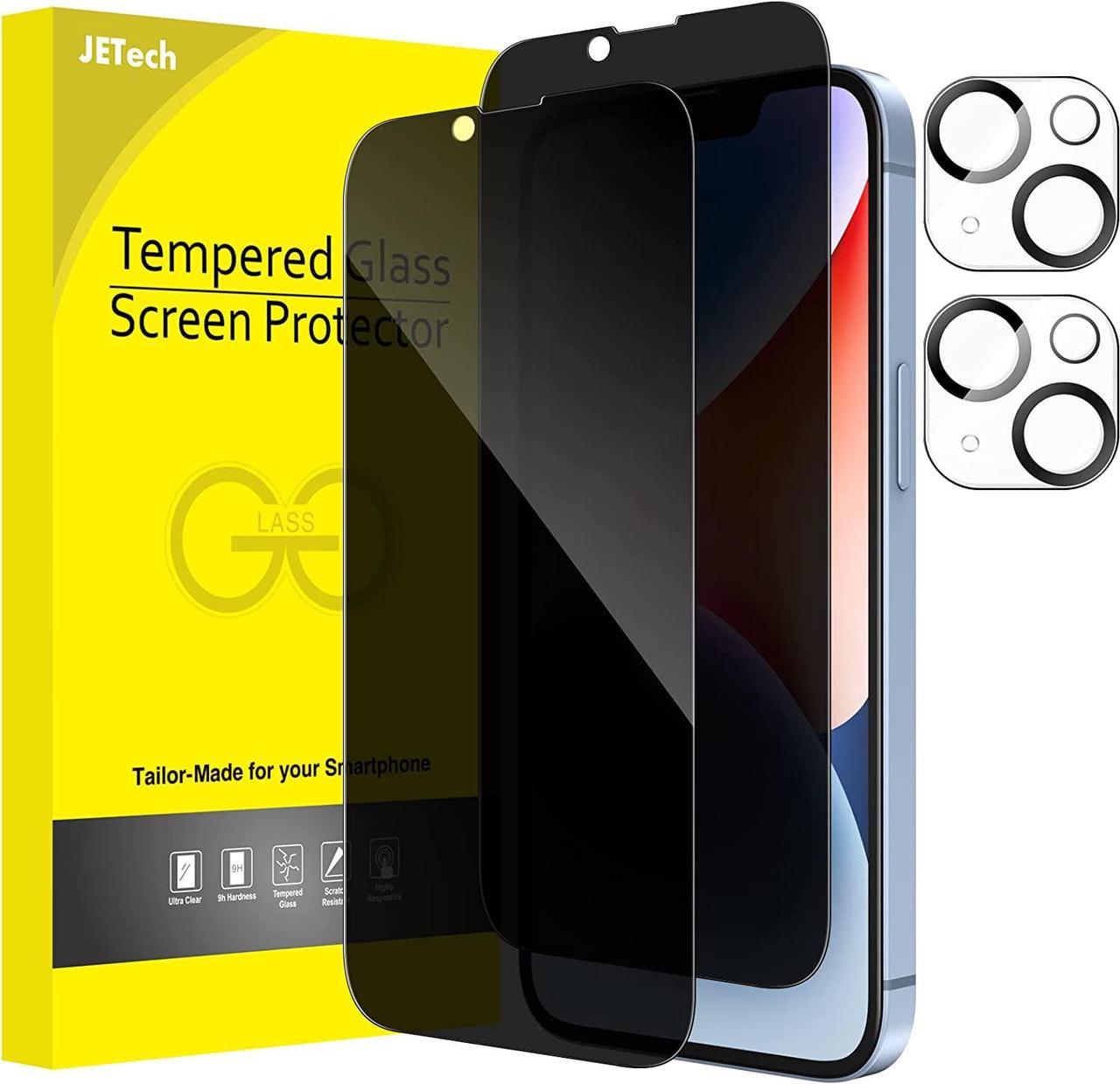 JETech Privacy Full Coverage Screen Protector for iPhone 14 6.1-Inch with Camera Lens Protector, Anti-Spy Tempered Glass Film, 2-Pack Each