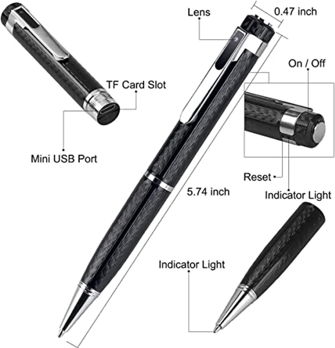 Alt view image 3 of 6 - Hidden Camera Pen 1080P HD 2.5Hrs with 32GB SD Card - 2 in 1 - Camera Pen - Mini Body Camera, Card Reader, 5 Refills for Business, Conference, Security