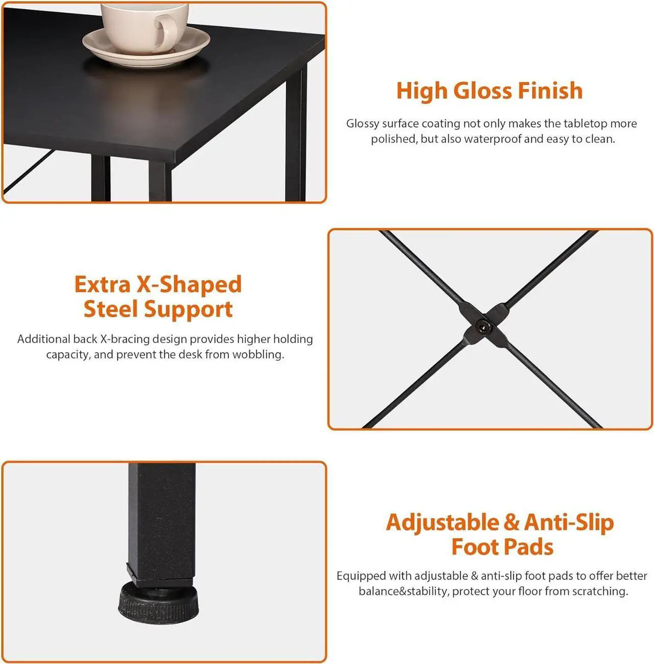 Alt view image 5 of 7 - ZenStyle Small Computer Desk with Storage Shelves Under Desk Reversible, 36Inch Home Office Writing Desk Table with Shelves for Small Place, Black