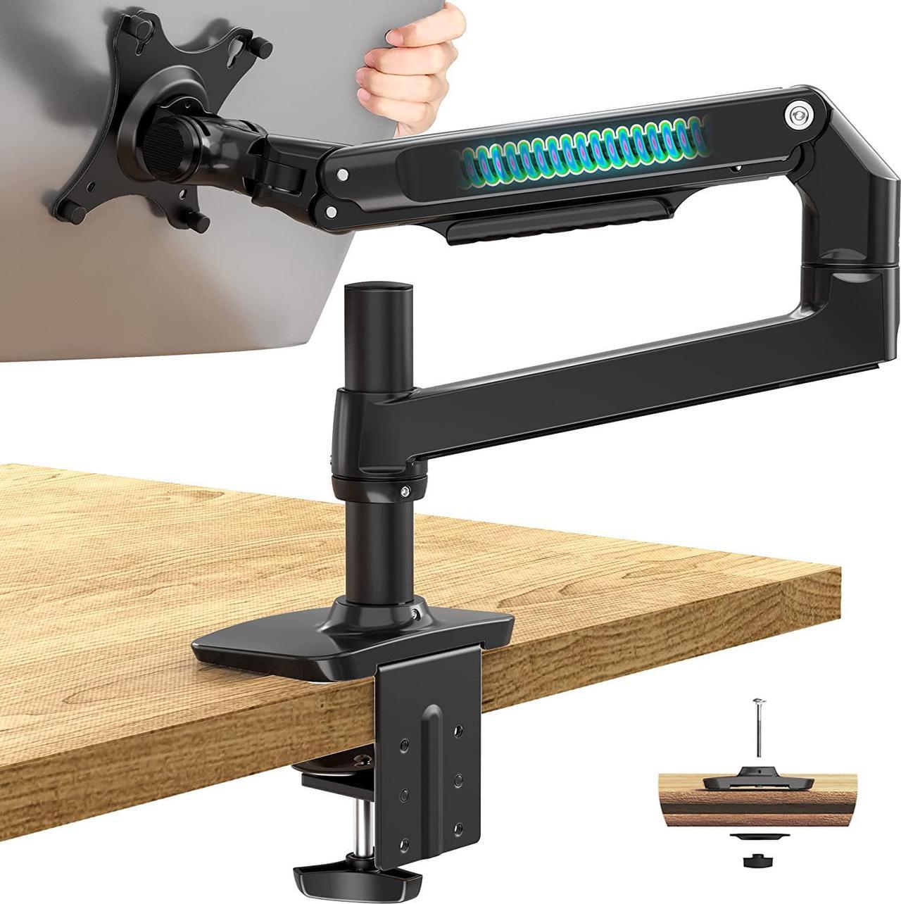 Main image of Single Monitor Mount - Single Monitor Arm Desk Mount, Fully Adjustable Computer Monitor Arm with VESA Mount | Fits 13-40" Flat/Curved Monitors within 25 lbs | - Black