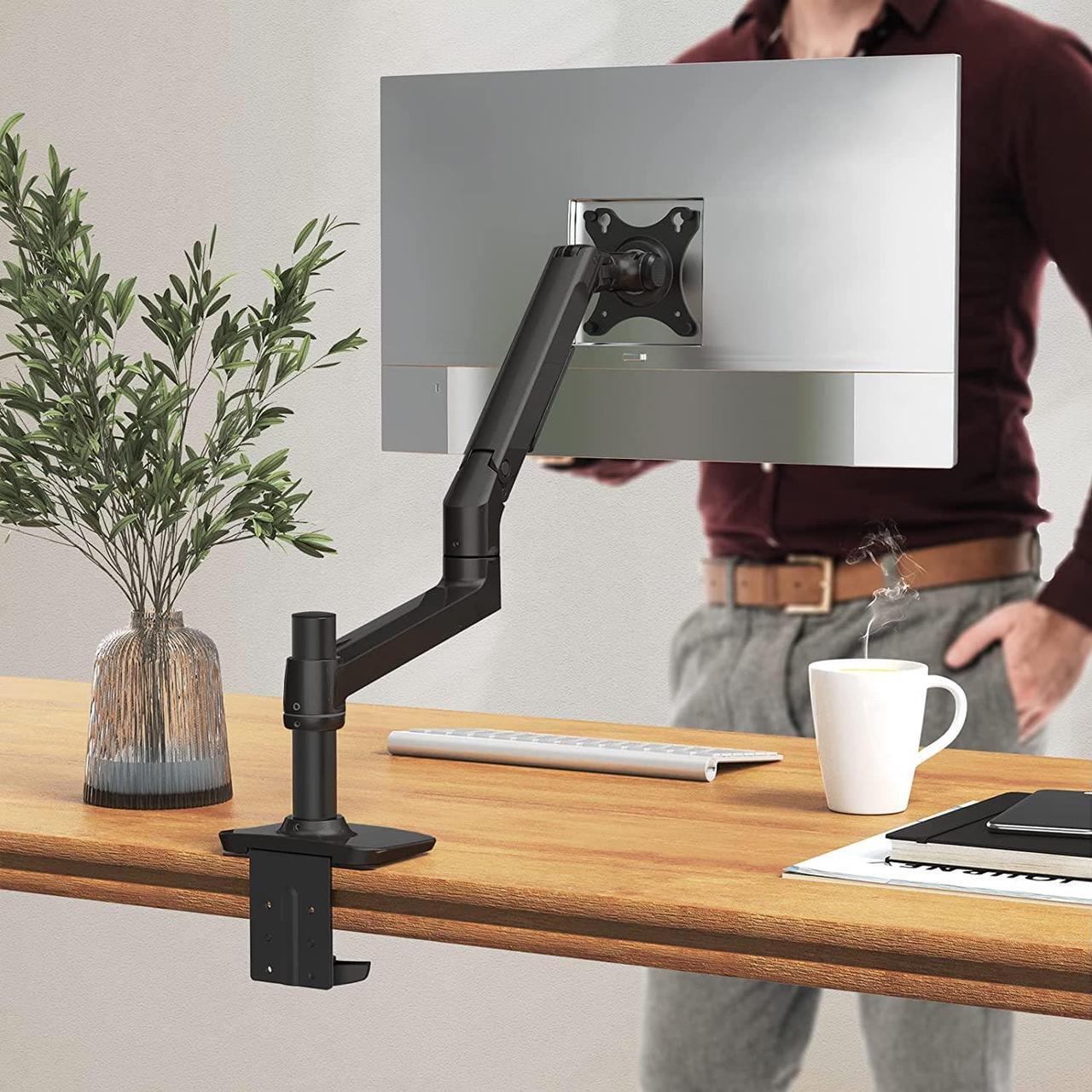 Alt view image 7 of 7 - Single Monitor Mount - Single Monitor Arm Desk Mount, Fully Adjustable Computer Monitor Arm with VESA Mount | Fits 13-40" Flat/Curved Monitors within 25 lbs | - Black