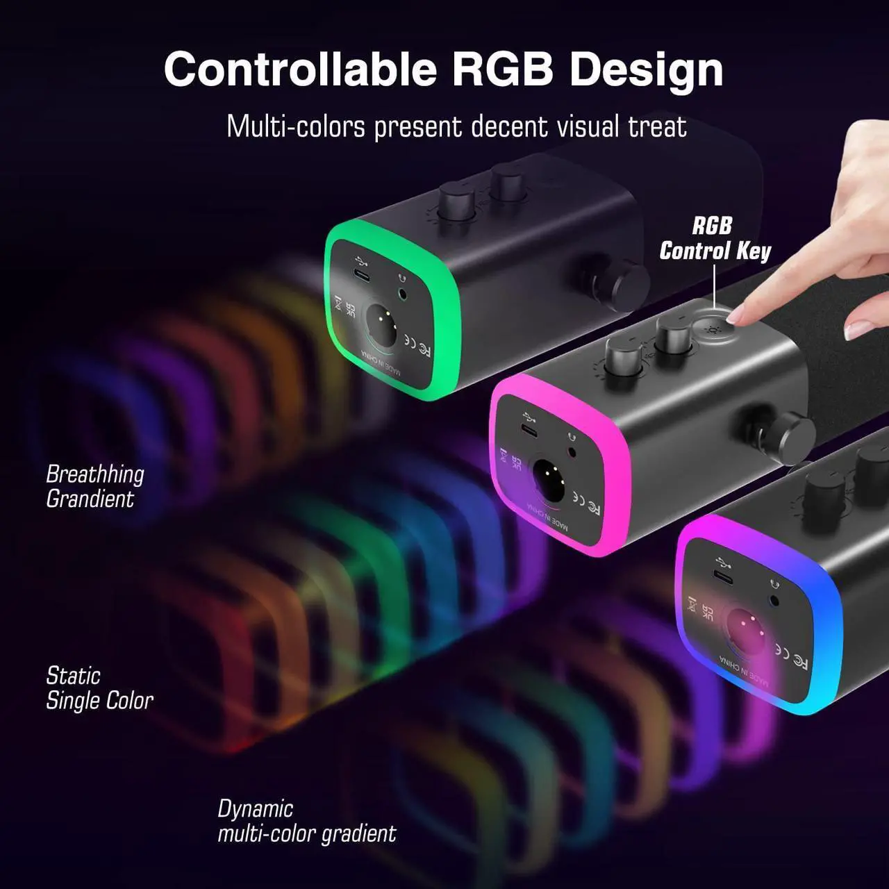 Alt view image 5 of 7 - FIFINE XLR/USB Dynamic Microphone for Podcast Recording, PC Computer Gaming Streaming Mic with RGB Light, Mute Button, Headphones Jack, Desktop Stand, Vocal Mic for Singing YouTube-AmpliGame AM8
