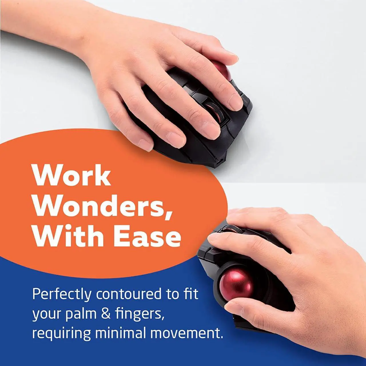 Alt view image 2 of 7 - ELECOM EX-G Pro Trackball Mouse, Wired, Wireless, Bluetooth, 3 Types Connection, Thumb Control, 8-Button Function, Ergonomic Design, 34 Smooth Red Ball, Windows11, macOS (M-XPT1MRXBK)