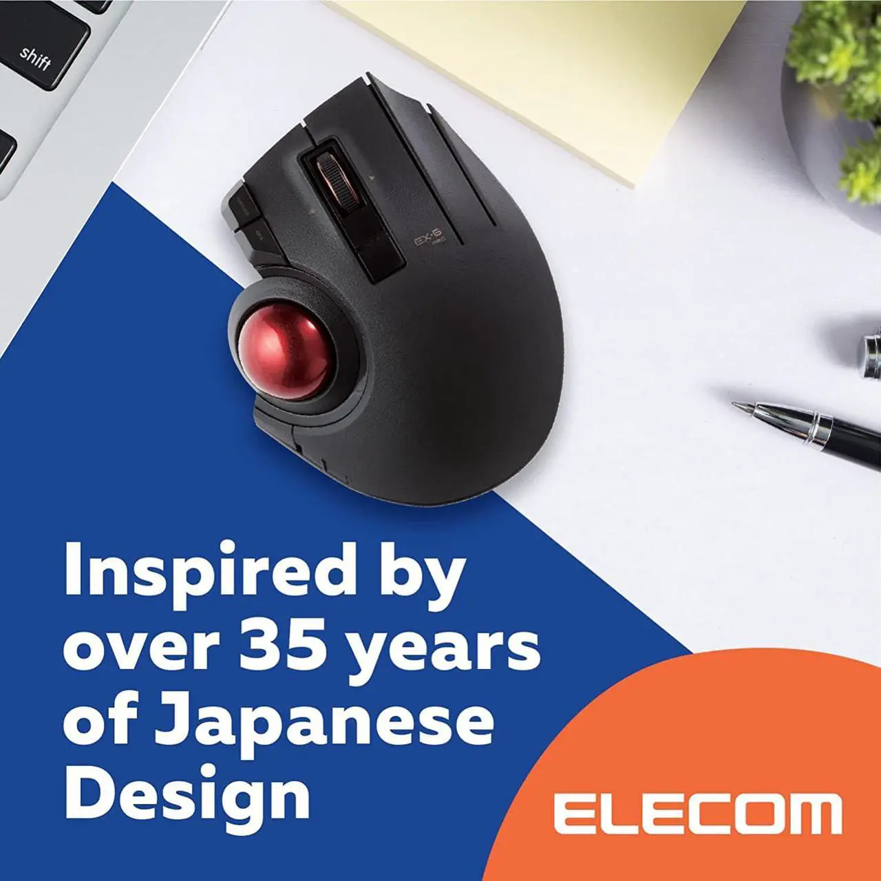 Alt view image 5 of 7 - ELECOM EX-G Pro Trackball Mouse, Wired, Wireless, Bluetooth, 3 Types Connection, Thumb Control, 8-Button Function, Ergonomic Design, 34 Smooth Red Ball, Windows11, macOS (M-XPT1MRXBK)