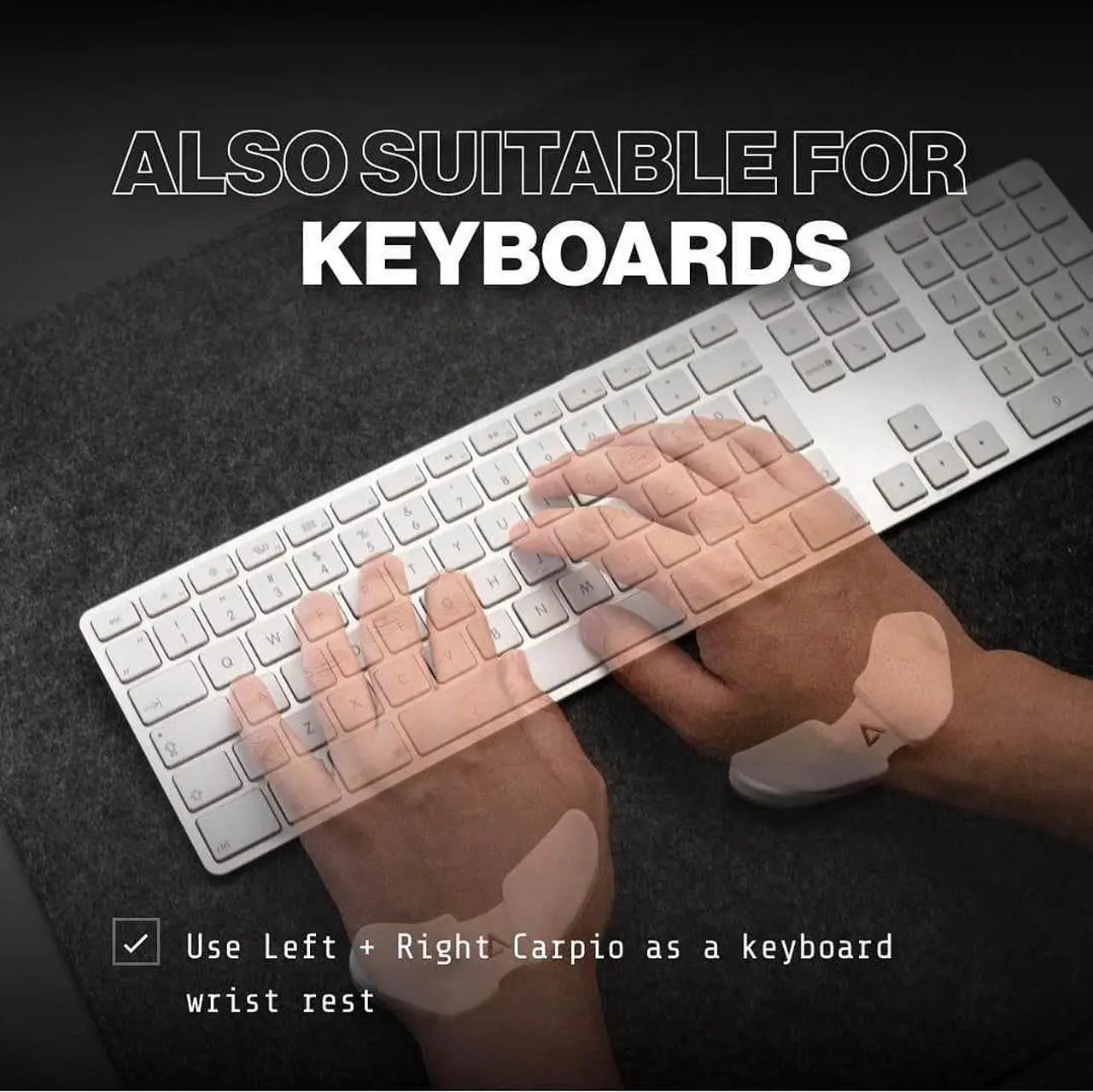 Alt view image 7 of 7 - Carpio 2.0 - Right-Handed Truly Ergonomic Wrist Rest for Mouse Carpal Tunnel Support Pain Relief Anti-Fatigue Easy Glide Sleek Office Computer Laptop Gaming - Small Grey