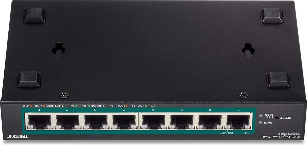 Alt view image 7 of 7 - TRENDnet 8-Port Gigabit EdgeSmart PoE+ Switch, 8 x Gigabit PoE+ Ports, 64W PoE Power Budget, Managed PoE+ Switch, Wall Mountable, Desktop Ethernet Switch, Lifetime Protection, Black, TPE-TG82ES