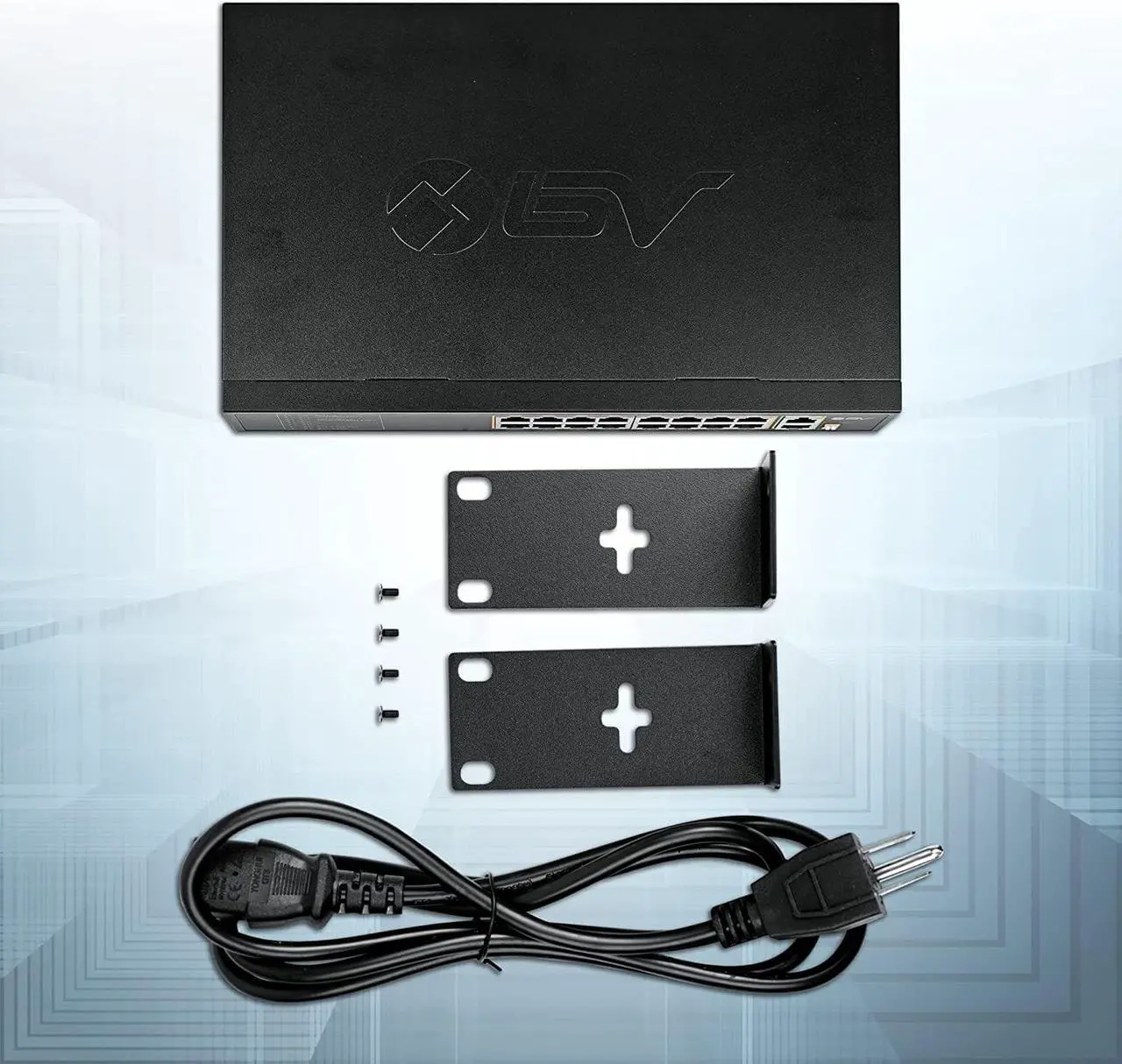 Alt view image 7 of 7 - BV-Tech 18 Ports Long Range PoE+ Switch (16 PoE+ Ports | 2 Gigabit Ethernet uplink) - 19" Rackmount - 135W - 802.3af/at -Desktop Design for Easy Set Up