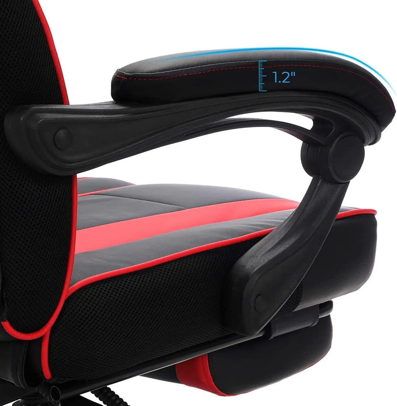 Alt view image 5 of 7 - SONGMICS Racing Gaming Chair, Adjustable Ergonomic Office Chair with Footrest, Tilt Mechanism, Lumbar Support, 330 lb Load, Black and Red UOBG073B01
