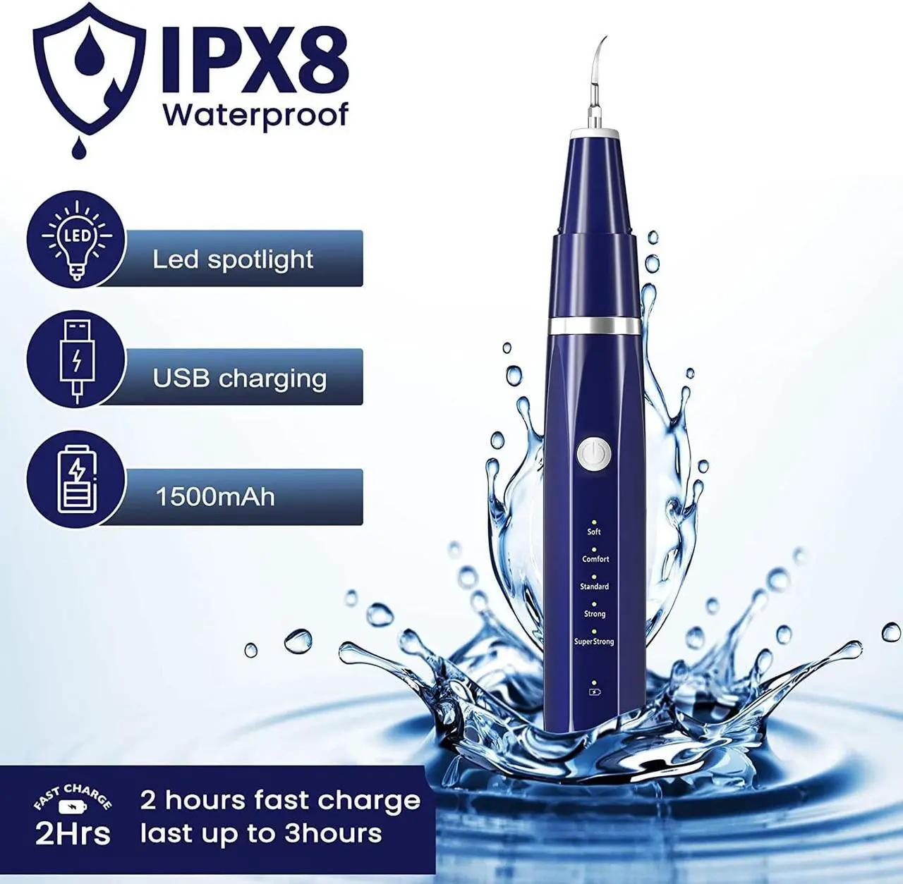 Alt view image 6 of 6 - Plaque/Tartar Remover for Teeth, Dental Calculus Remover Teeth Cleaning Kit with LED Light & 5 Adjustable Modes