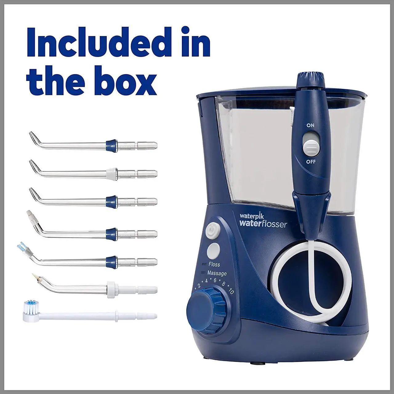 Alt view image 6 of 7 - Waterpik Aquarius Water Flosser Professional For Teeth, Gums, Braces, Dental Care, Electric Power With 10 Settings, 7 Tips For Multiple Users And Needs, ADA Accepted, Blue WP-663