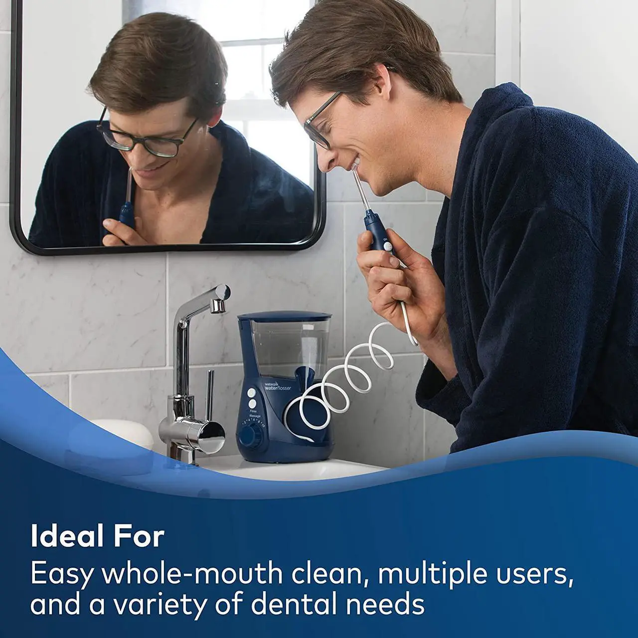 Alt view image 2 of 7 - Waterpik Aquarius Water Flosser Professional For Teeth, Gums, Braces, Dental Care, Electric Power With 10 Settings, 7 Tips For Multiple Users And Needs, ADA Accepted, Blue WP-663