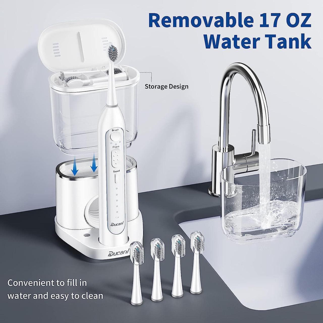 Alt view image 4 of 7 - Electric Toothbrush and Water Flosser Combo in One, 3 in1 Cordless Advanced Water Dental Flosser and Electric Toothbrush Combo 500ML Professional Flossing Toothbrush Rechargeable Teeth Cleaner Picks