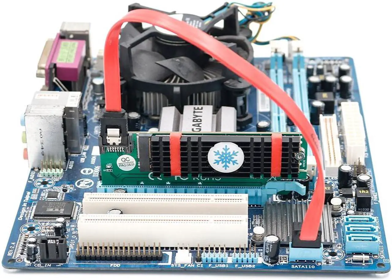 Alt view image 6 of 6 - NGFF M.2 B Key SATA-Bus SSD to SATA3 Adapter PCI Express x1 x4 x8 x16 Slot SATA Cable Heatsink Suppor 2230 2242 2260 2280 M2 SSD