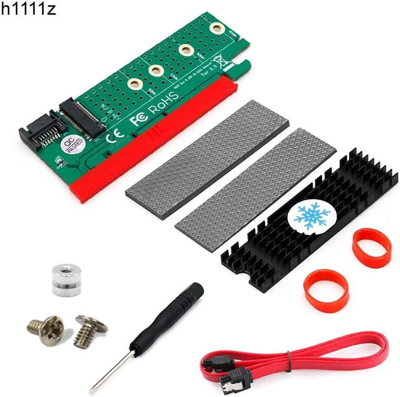 Main image of NGFF M.2 B Key SATA-Bus SSD to SATA3 Adapter PCI Express x1 x4 x8 x16 Slot SATA Cable Heatsink Suppor 2230 2242 2260 2280 M2 SSD