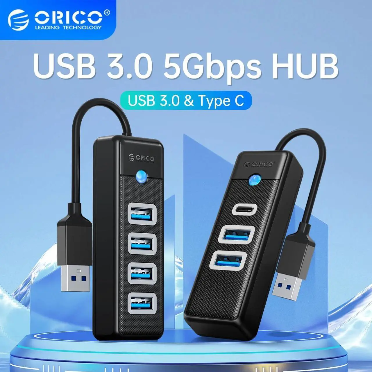 Main image of ORICO 4 Ports USB 3.0 HUB 5Gbps High Speed Multi Type C Splitter Ultra-Slim OTG Adapter For PC Computer Accessories Macbook Progolden usb 3.0 C 180cm USB A