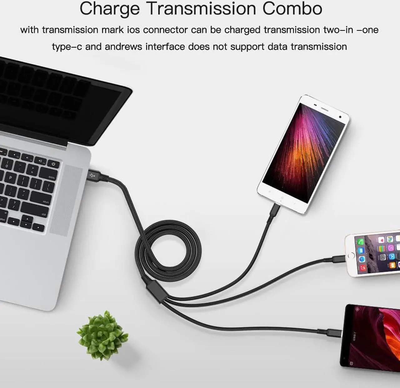 Alt view image 5 of 6 - USB Cable For iPhone 13 12 11 XS X 8 7 6 Charging Charger 3 in 1 Micro USB Cable USB Type C Mobile Phone Cables For Samsung S9 1.2M (red)