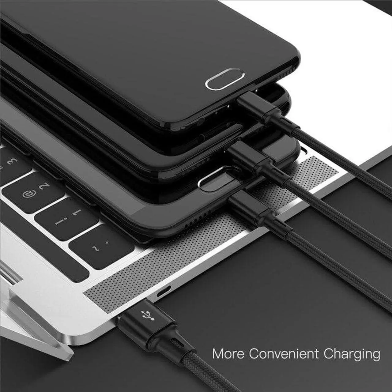 Alt view image 6 of 6 - USB Cable For iPhone 13 12 11 XS X 8 7 6 Charging Charger 3 in 1 Micro USB Cable USB Type C Mobile Phone Cables For Samsung S9 1.2M (red)